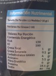 Etiqueta datos nutricionales proteina en polvo