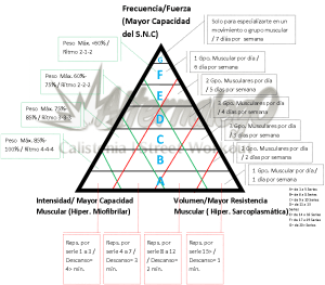 Grafica Relación frecuencia, intensidad y volumen, matriz de planeación y revisión de rutinas, alternalego.com, alternalego, imagen con volumen líneas rojas