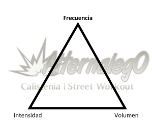 Grafica Relación frecuencia, intensidad y volumen, matriz de planeación y revisión de rutinas, alternalego.com, alternalego, imagen tres objetivos